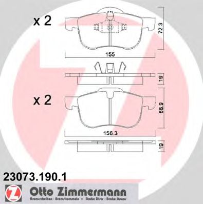ZIMMERMANN 230731901 -  Комплект тормозных колодок, дисковый тормоз