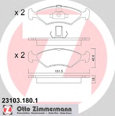 ZIMMERMANN 231031801 -  Комплект тормозных колодок, дисковый тормоз