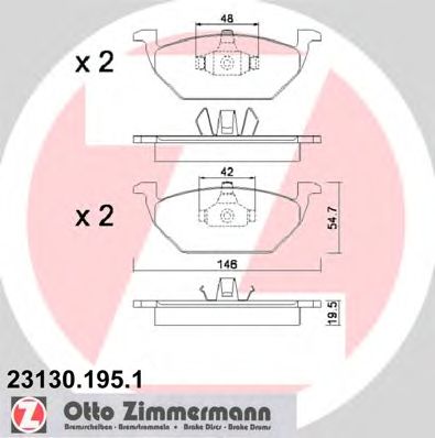 ZIMMERMANN 231301951 -  Комплект тормозных колодок, дисковый тормоз