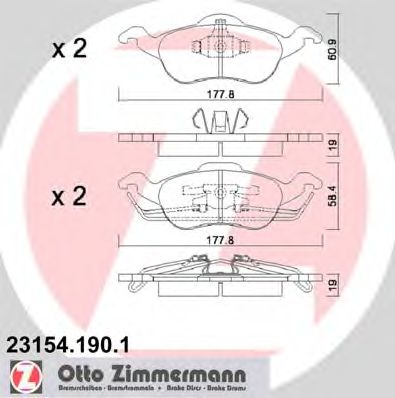 ZIMMERMANN 231541901 -  Комплект тормозных колодок, дисковый тормоз