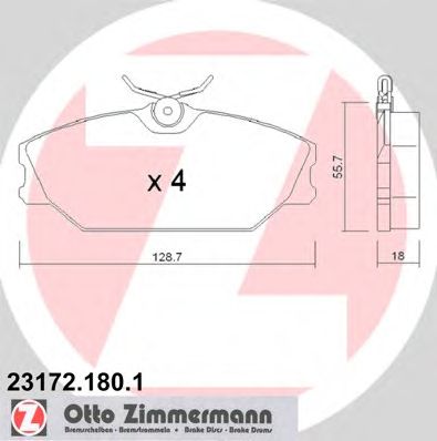ZIMMERMANN 231721801 -  Комплект тормозных колодок, дисковый тормоз