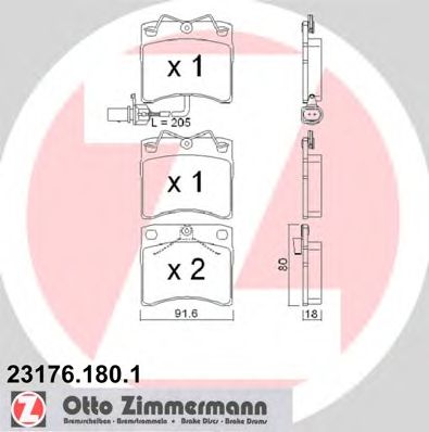 ZIMMERMANN 231761801 -  Комплект тормозных колодок, дисковый тормоз