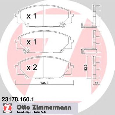 ZIMMERMANN 231781601 -  Комплект тормозных колодок, дисковый тормоз