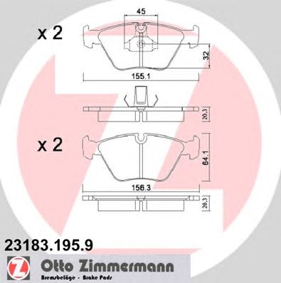 ZIMMERMANN 231831959 -  Комплект тормозных колодок, дисковый тормоз