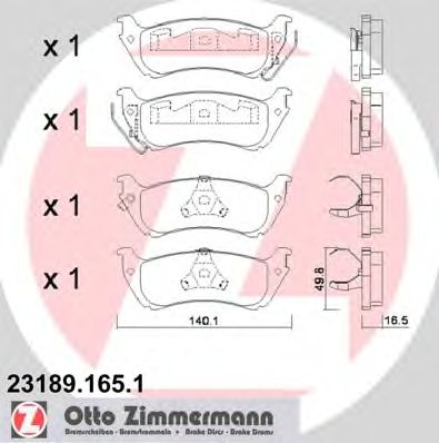 ZIMMERMANN 231891651 -  Комплект тормозных колодок, дисковый тормоз