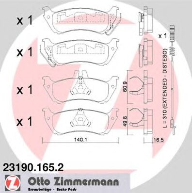 ZIMMERMANN 231901652 -  Комплект тормозных колодок, дисковый тормоз