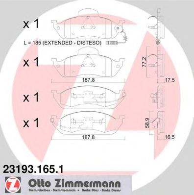 ZIMMERMANN 231931651 -  Колодки тормозные дисковые передние комплект
