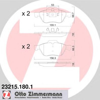 ZIMMERMANN 232151801 -  Комплект тормозных колодок, дисковый тормоз