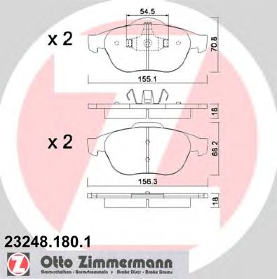 ZIMMERMANN 232481801 -  Комплект тормозных колодок, дисковый тормоз