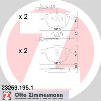 ZIMMERMANN 232691951 -  Комплект тормозных колодок, дисковый тормоз