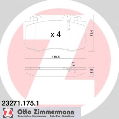 ZIMMERMANN 232711751 -  Комплект тормозных колодок, дисковый тормоз
