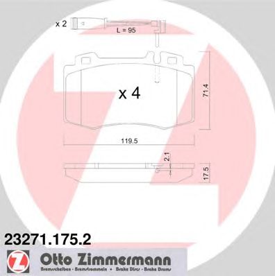ZIMMERMANN 232711752 -  Комплект тормозных колодок, дисковый тормоз