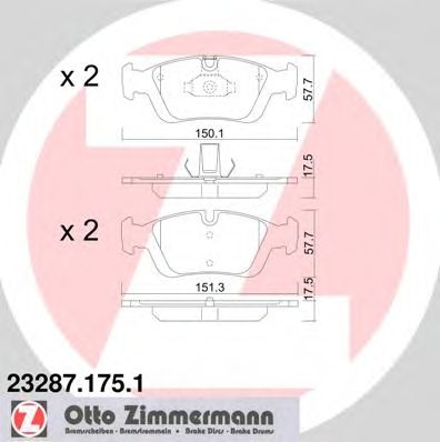 ZIMMERMANN 232871751 -  Комплект тормозных колодок, дисковый тормоз