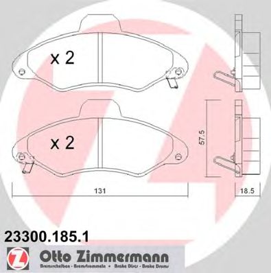ZIMMERMANN 233001851 -  Комплект тормозных колодок, дисковый тормоз