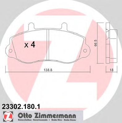 ZIMMERMANN 233021801 -  Комплект тормозных колодок, дисковый тормоз
