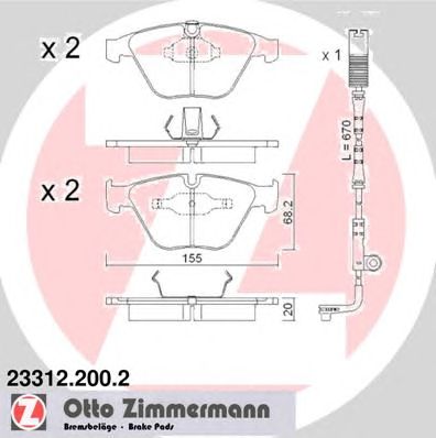 ZIMMERMANN 233122002 -  Комплект тормозных колодок, дисковый тормоз