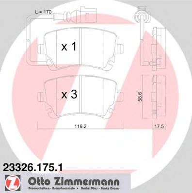 ZIMMERMANN 233261751 -  Комплект тормозных колодок, дисковый тормоз