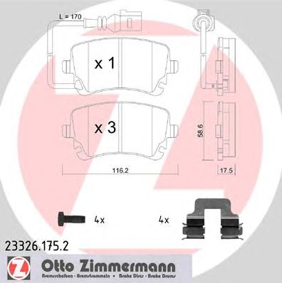 ZIMMERMANN 233261752 -  Комплект тормозных колодок, дисковый тормоз