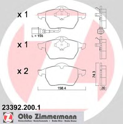 ZIMMERMANN 233922001 -  Колодки тормозные дисковые передние комлект