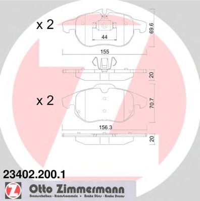 ZIMMERMANN 234022001 -  Комплект тормозных колодок, дисковый тормоз