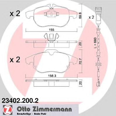 ZIMMERMANN 234022002 -  Комплект тормозных колодок, дисковый тормоз