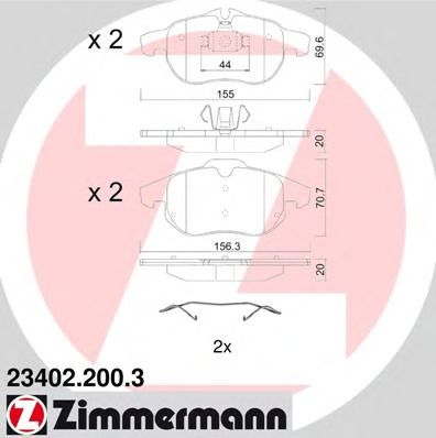 ZIMMERMANN 234022003 -  Комплект тормозных колодок, дисковый тормоз