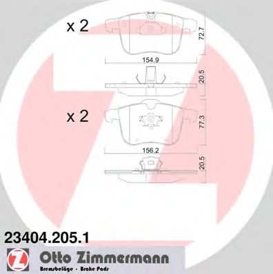 ZIMMERMANN 234042051 -  Комплект тормозных колодок, дисковый тормоз