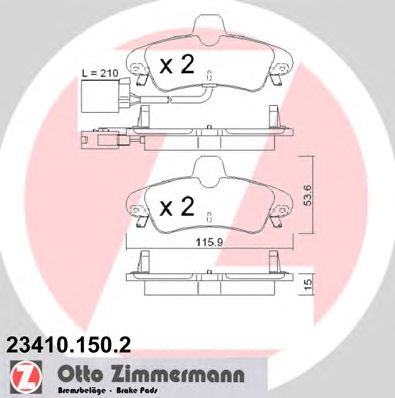 ZIMMERMANN 234101502 -  Комплект тормозных колодок, дисковый тормоз
