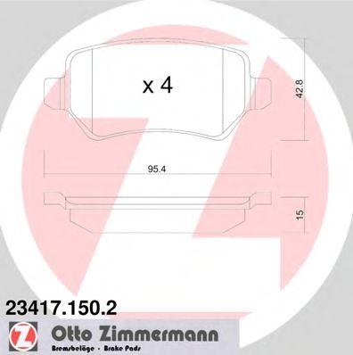ZIMMERMANN 234171502 -  Колодки тормозные дисковые задниеие, комплект