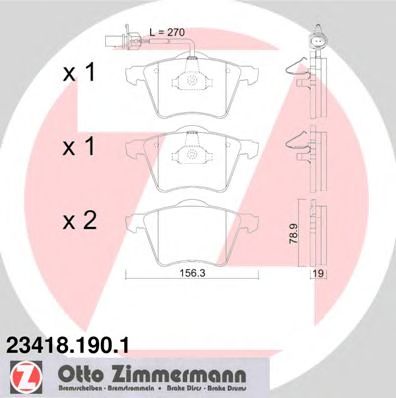 ZIMMERMANN 234181901 -  Комплект тормозных колодок, дисковый тормоз