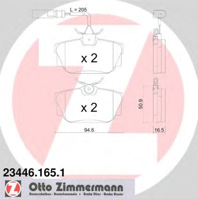 ZIMMERMANN 234461651 -  Комплект тормозных колодок, дисковый тормоз