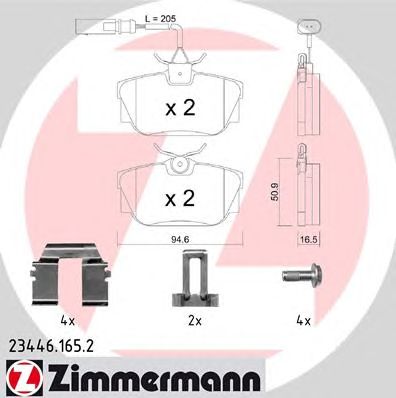 ZIMMERMANN 234461652 -  Комплект тормозных колодок, дисковый тормоз