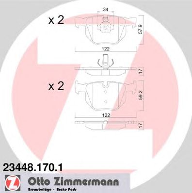 ZIMMERMANN 234481701 -  Комплект тормозных колодок, дисковый тормоз