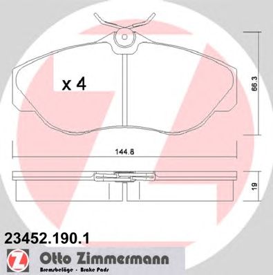 ZIMMERMANN 234521901 -  Комплект тормозных колодок, дисковый тормоз