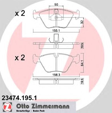 ZIMMERMANN 234741951 -  Комплект тормозных колодок, дисковый тормоз