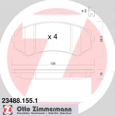 ZIMMERMANN 234881551 -  Комплект тормозных колодок, дисковый тормоз