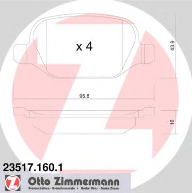 ZIMMERMANN 235171601 -  Комплект тормозных колодок, дисковый тормоз