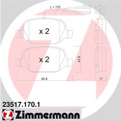 ZIMMERMANN 235171701 -  Комплект тормозных колодок, дисковый тормоз