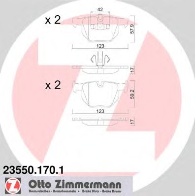 ZIMMERMANN 235501701 -  Комплект тормозных колодок, дисковый тормоз