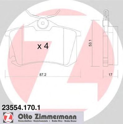 ZIMMERMANN 235541701 -  Комплект тормозных колодок, дисковый тормоз