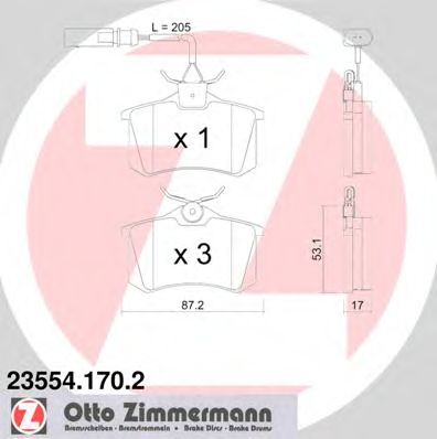 ZIMMERMANN 235541702 -  Комплект тормозных колодок, дисковый тормоз