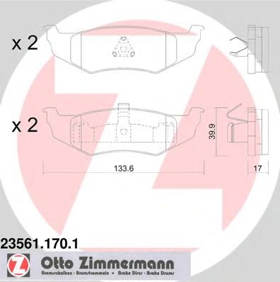 ZIMMERMANN 235611701 -  Комплект тормозных колодок, дисковый тормоз