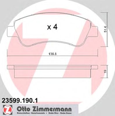 ZIMMERMANN 235991901 -  Колодки тормозные передние дисковые, комплект