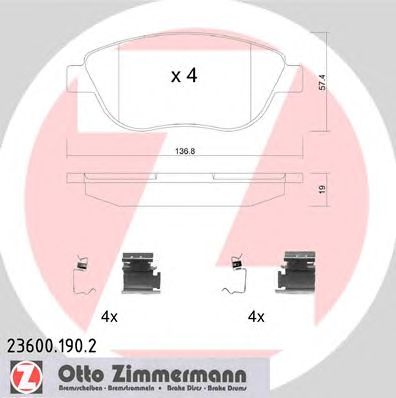 ZIMMERMANN 236001902 -  Комплект тормозных колодок, дисковый тормоз