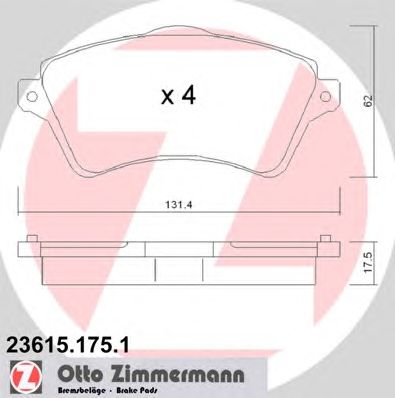 ZIMMERMANN 236151751 -  Комплект тормозных колодок, дисковый тормоз