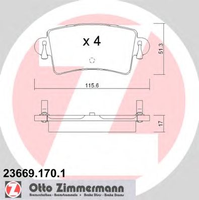 ZIMMERMANN 236691701 -  Комплект тормозных колодок, дисковый тормоз