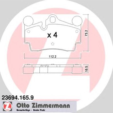 ZIMMERMANN 236941659 -  Комплект тормозных колодок, дисковый тормоз