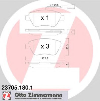 ZIMMERMANN 237051801 -  Комплект тормозных колодок, дисковый тормоз