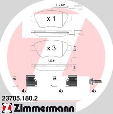 ZIMMERMANN 237051802 -  Комплект тормозных колодок, дисковый тормоз