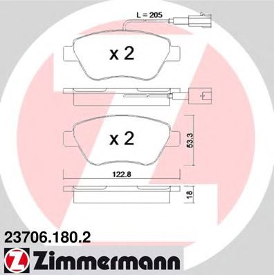 ZIMMERMANN 237061802 -  Комплект тормозных колодок, дисковый тормоз